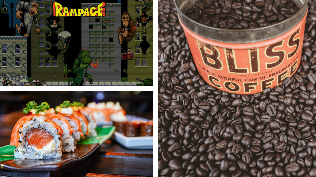 Rampage. Sushi. Coffee shop